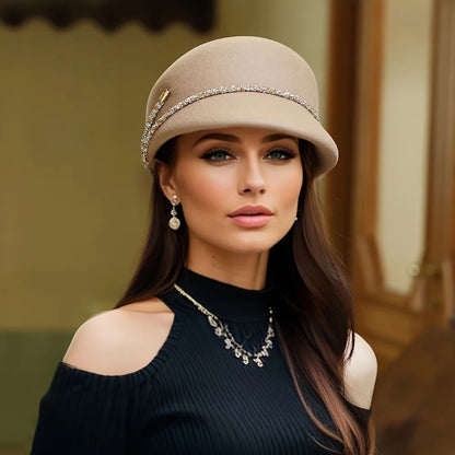 Elegant French Wool Felt Hat for Women – Classic Winter Fashion Accessory