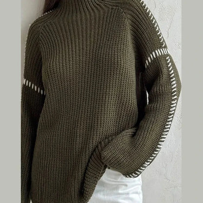 Contrast Knit Pullover – Modern Color-Block Sweater for Women, Comfortable and Stylish