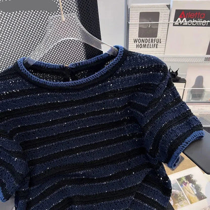 Striped Knit T-Shirt for Women