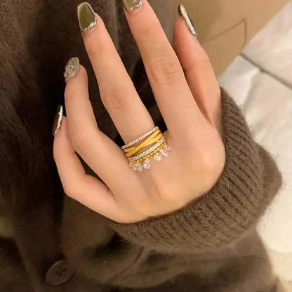 Stackable Gold Rings for Women - Dainty 14K Gold Plated Rings with Cubic Zirconia for Trendy Stacking and Thumb Style