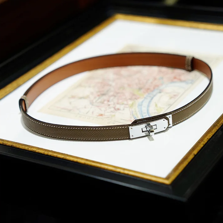 Women's Adjustable Leather Belt - Genuine Leather Waist Belt with Classic Buckle