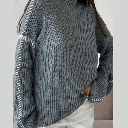 Contrast Knit Pullover – Modern Color-Block Sweater for Women, Comfortable and Stylish