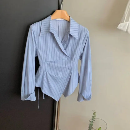 Irregular Waist Slim Shirt for Women