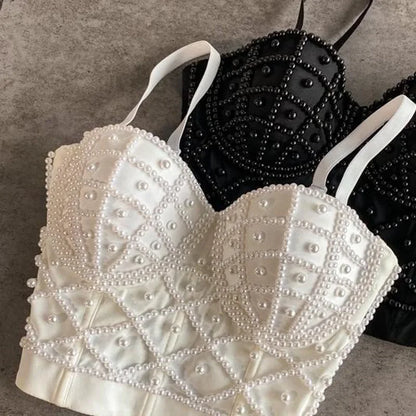 Beaded Corset Camisole Top - Women’s Embellished Evening Wear for Glamorous Party Fashion