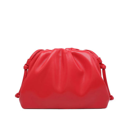 Women's PU Leather Cloud Bag - Ruched Dumpling Small Crossbody Clutch for Parties, Weddings, and Chic Style