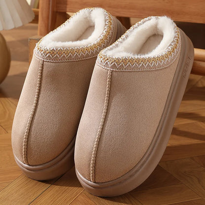 Cozy Fluffy Platform Slippers for Women with Soft Plush Fabric and Anti-Slip Sole