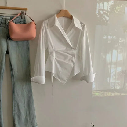 Irregular Waist Slim Shirt for Women