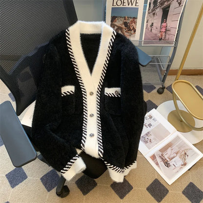 Vintage Plaid Knitted Cardigan