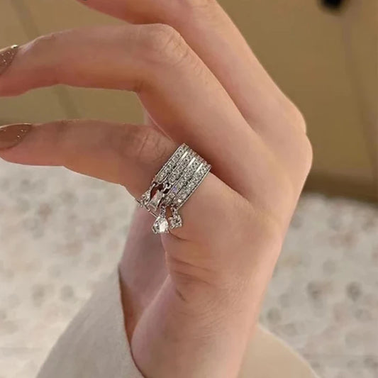 Zircon Silver Cuff Ring