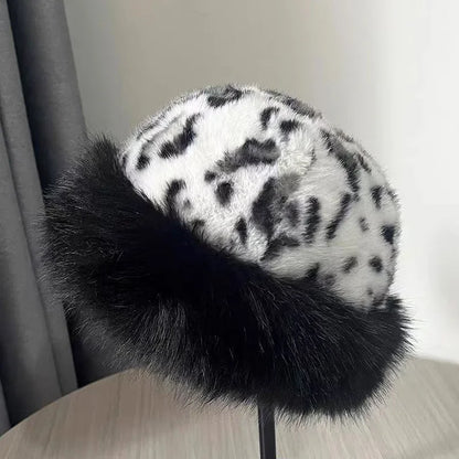 Women's Winter Fur Cap - Plush Fluffy Bomber Style Hat for Skiing and Ear Protection