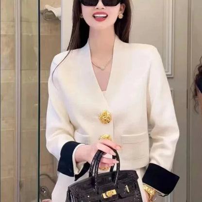 Big Button Knit Cardigan - Chunky Knit Women’s Sweater for Casual Fall Layering