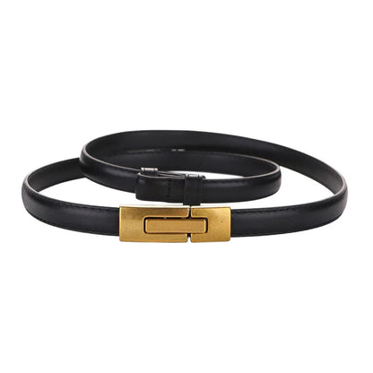Elegant Leather Gold Buckle Belt – Stylish Women’s Adjustable Fashion Accessory