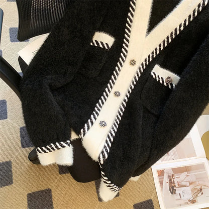 Vintage Plaid Knitted Cardigan