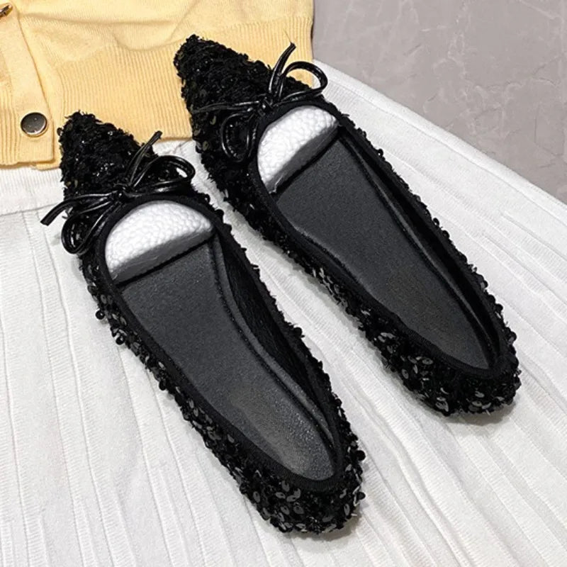 Bling Pointed Toe Flats - Stylish Sparkling Flats for Women with Pointed Toe Design