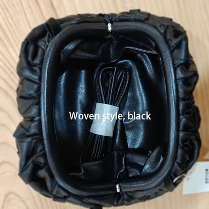 Women's PU Leather Cloud Bag - Ruched Dumpling Small Crossbody Clutch for Parties, Weddings, and Chic Style