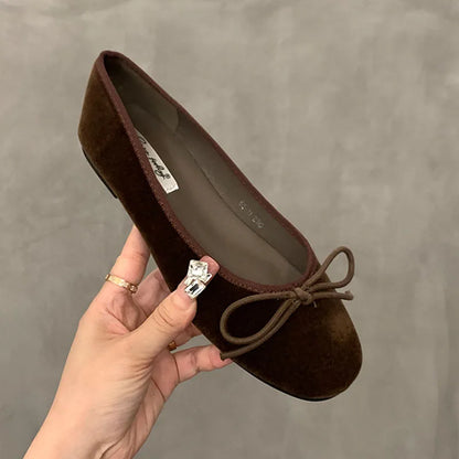 Red Bow Flat Shoes with Bow Detail