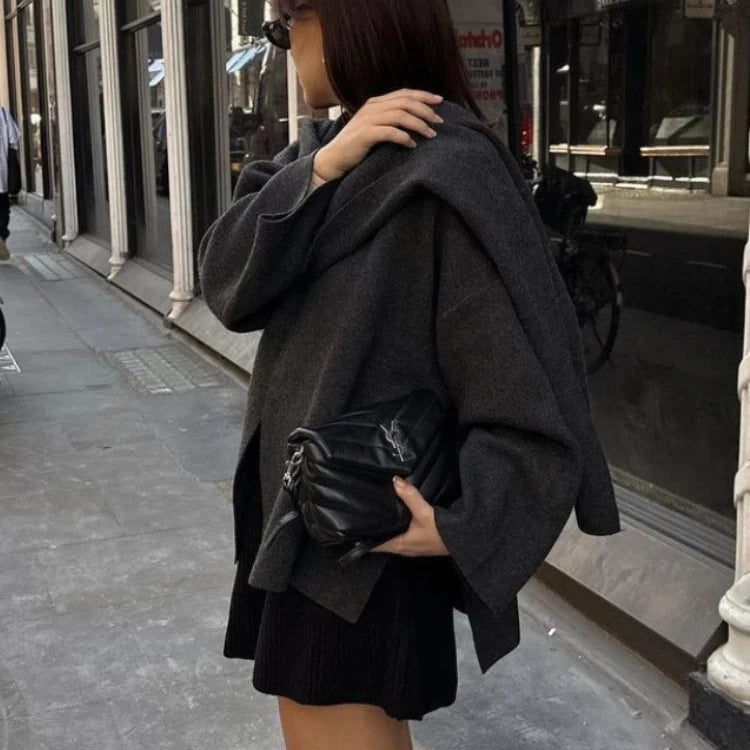 Asymmetric Knit Cardigan - Lightweight Women’s Fashion Sweater with Modern Design