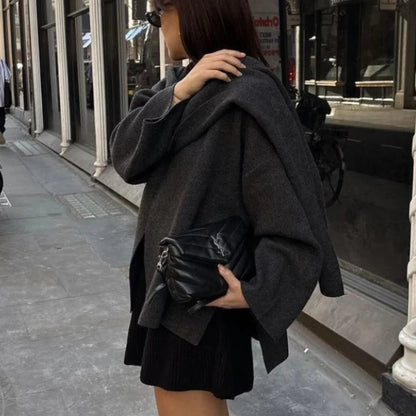 Asymmetric Knit Cardigan - Lightweight Women’s Fashion Sweater with Modern Design