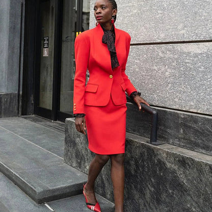 Elegant Women's Slim Blazer - Stand Collar One-Button Office Wear Suit Jacket for Autumn 2024