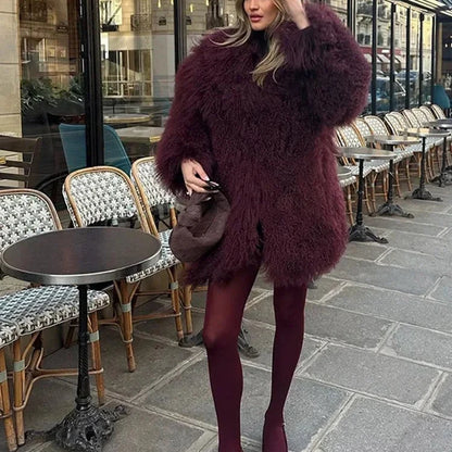 Faux Fur Midi Coat for Women