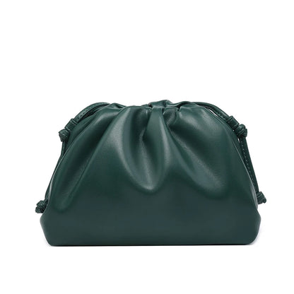 Women's PU Leather Cloud Bag - Ruched Dumpling Small Crossbody Clutch for Parties, Weddings, and Chic Style