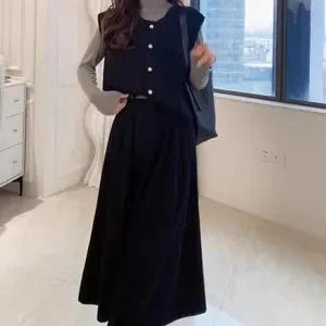 Gold Button Sweater Vest – Elegant Knit Vest for Women