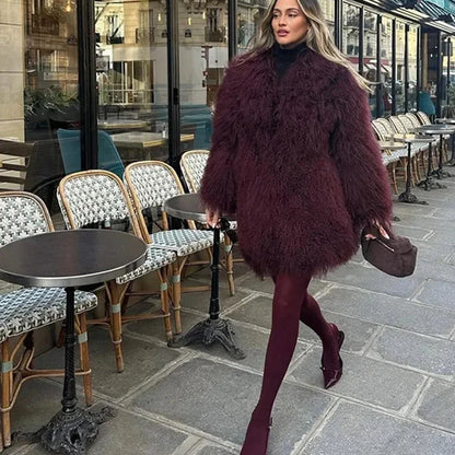 Faux Fur Midi Coat for Women