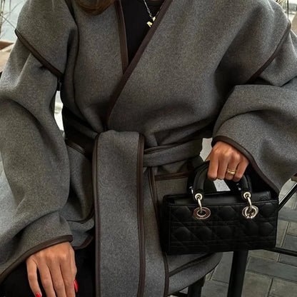 Women’s Stylish Lace-Up V-Neck Jacket – Trendy and Adjustable Lightweight Outerwear