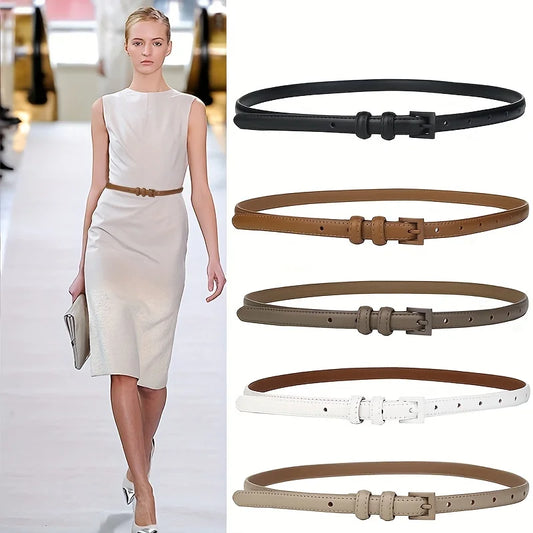 Genuine Leather Skinny Belt for Women – Stylish Waist Accessory