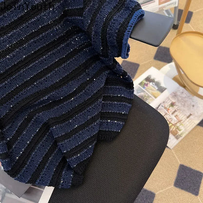 Striped Knit T-Shirt for Women