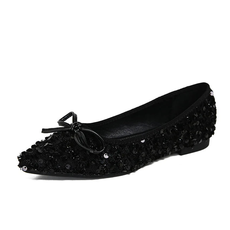 Bling Pointed Toe Flats - Stylish Sparkling Flats for Women with Pointed Toe Design