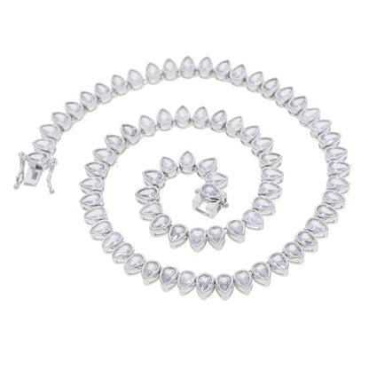 Geometric CZ Tennis Necklace – Elegant Jewelry with Cubic Zirconia Stones