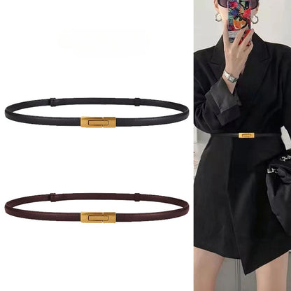 Elegant Leather Gold Buckle Belt – Stylish Women’s Adjustable Fashion Accessory