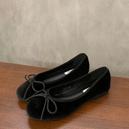 Red Bow Flat Shoes with Bow Detail