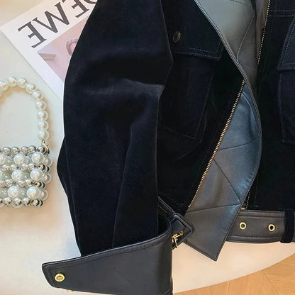 American Retro Velvet Jacket - Women’s Zipper Outerwear with Vintage Charm and Luxurious Velvet Finish