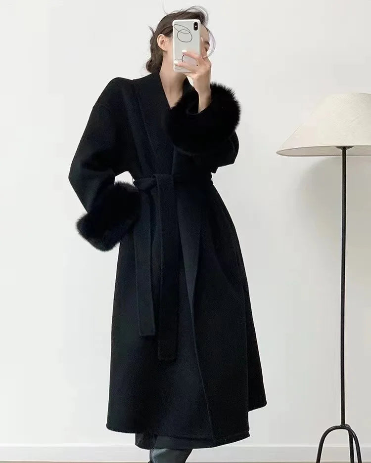 [HAIBE] Fashionable Minimalist Lace-Up Cloak Style