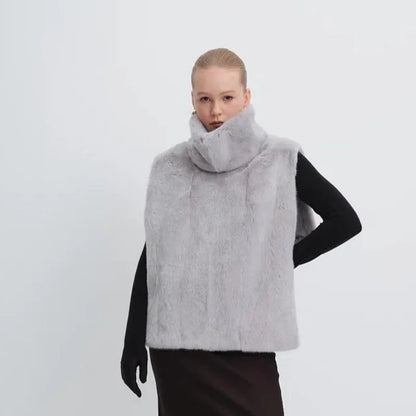 Faux Fur Shawl Crop Coat for Women