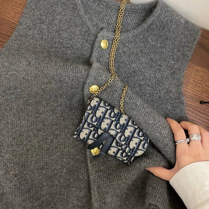 Gold Button Sweater Vest – Elegant Knit Vest for Women