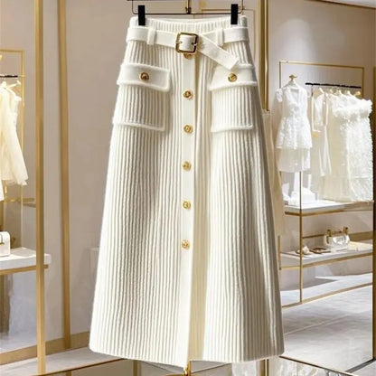 High Waist Knitted Skirt for Women