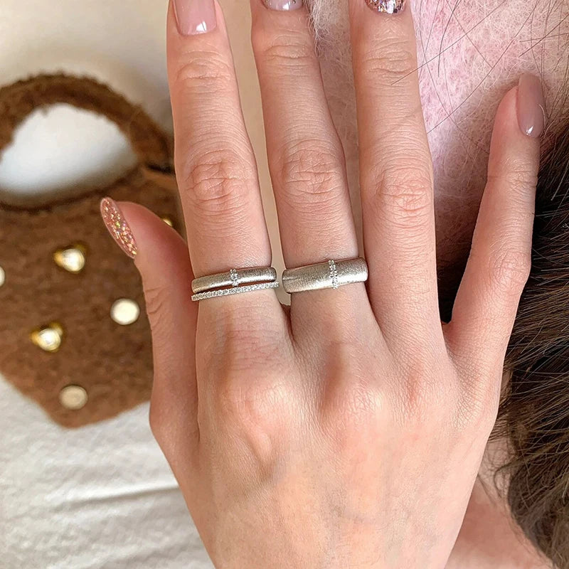 Gold Matte Zircon Ring – Elegant Women's Statement Ring