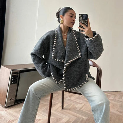 Chic Wool Plush Coat – Stylish Women’s Winter Outerwear for Warmth and Elegance