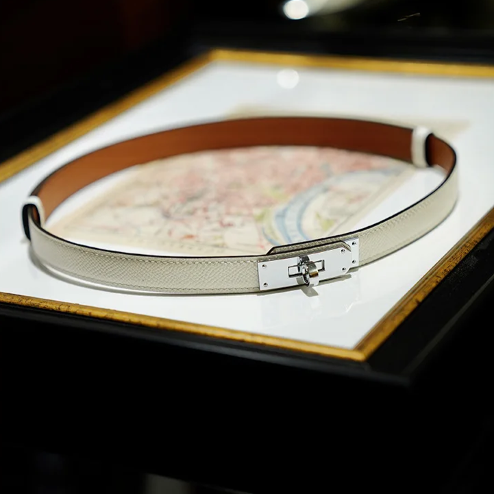 Women's Adjustable Leather Belt - Genuine Leather Waist Belt with Classic Buckle