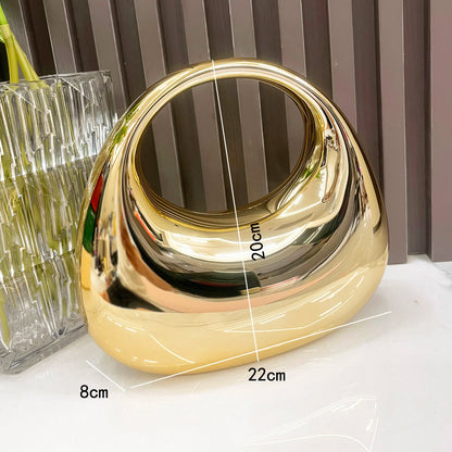 Golden Round Clutch – Elegant Evening Bag