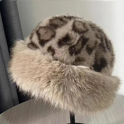 Women's Winter Fur Cap - Plush Fluffy Bomber Style Hat for Skiing and Ear Protection