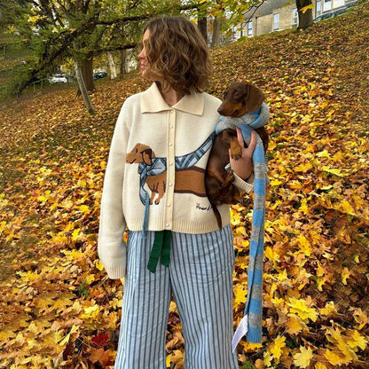 Puppy Knit Cardigan with adorable design