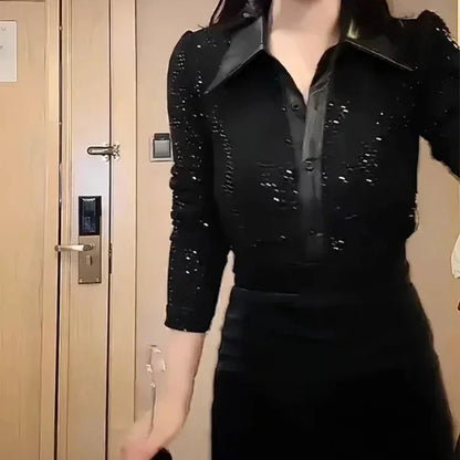 Elegant Black Sequin Shirt – Glamorous Sparkling Top for Parties and Night Outs