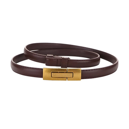 Elegant Leather Gold Buckle Belt – Stylish Women’s Adjustable Fashion Accessory