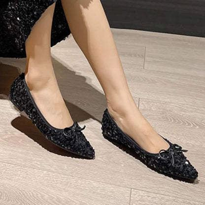 Bling Pointed Toe Flats - Stylish Sparkling Flats for Women with Pointed Toe Design