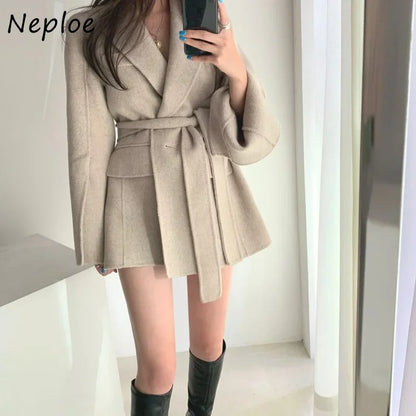 V Neck Slim Waist Bandage Jacket