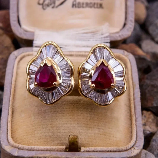Luxury White Cubic Zirconia Earrings - Vintage Synthetic Gemstone Party Jewelry for Women
